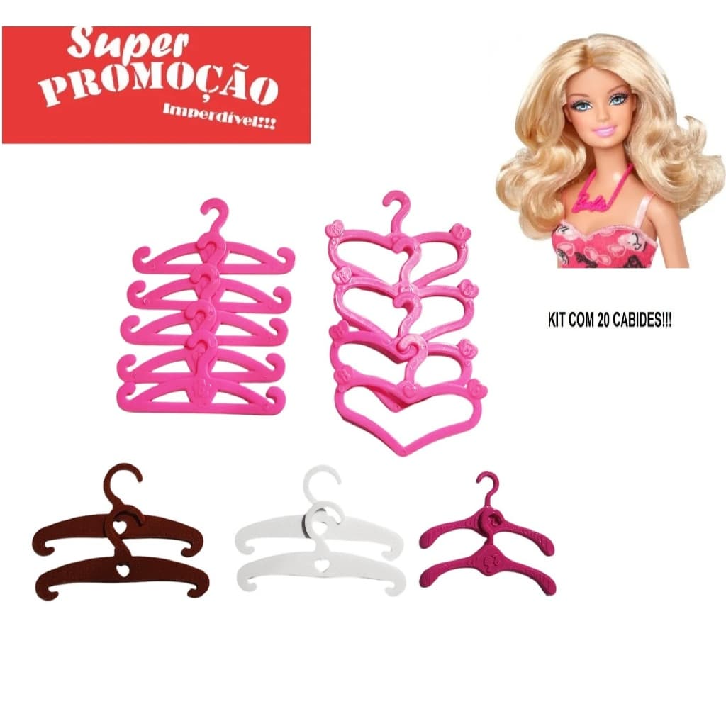 20 Pçs Mini cabides Plástico Para Boneca Vestido Roupas Acessórios