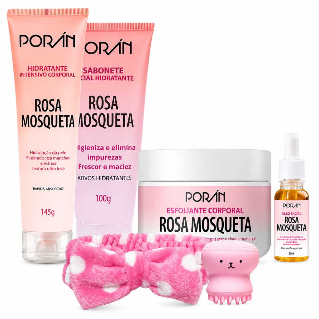 Kit skincare rosa mosqueta completo cuidados com a pele Esfoliante Hidratante Oleo