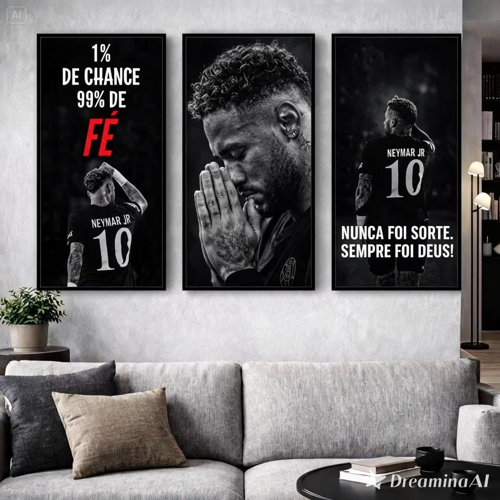KIT QUADRO DECORATIVO NEYMAR JUNIOR