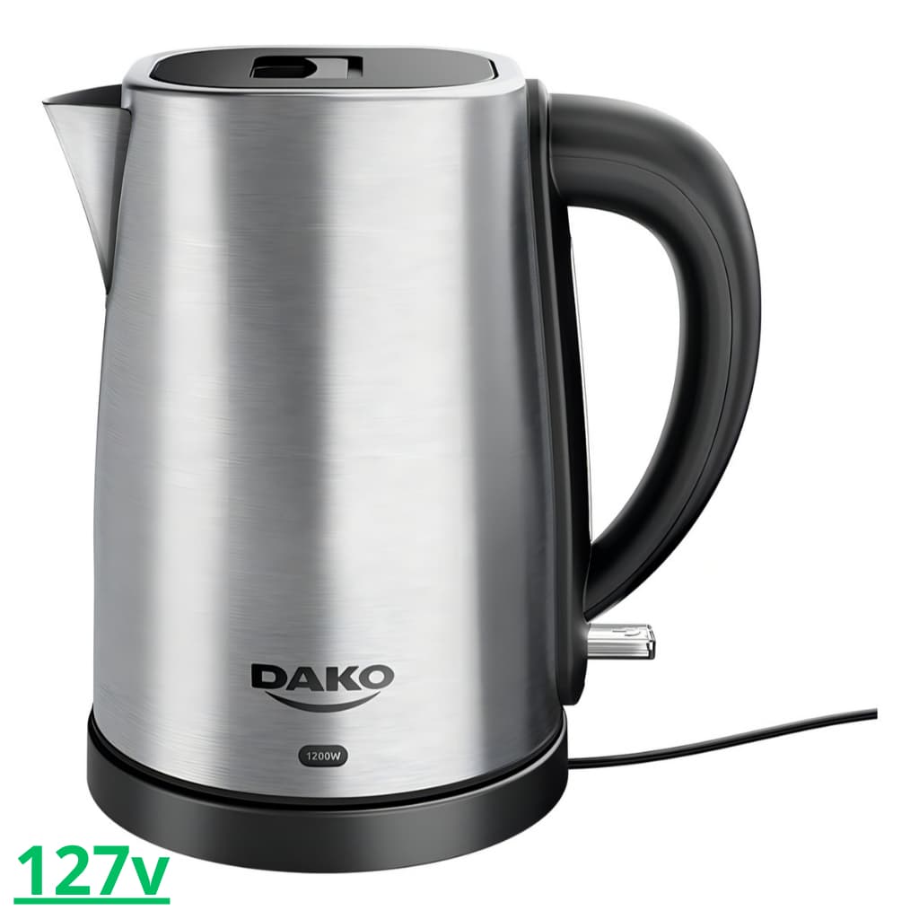Chaleira Elétrica Dako 1,7L Inox 127V – Aquecimento Rápido com Desligamento Automático