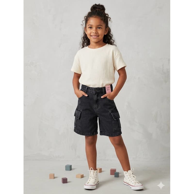 Bermudão cargo juvenil grafite short jeans