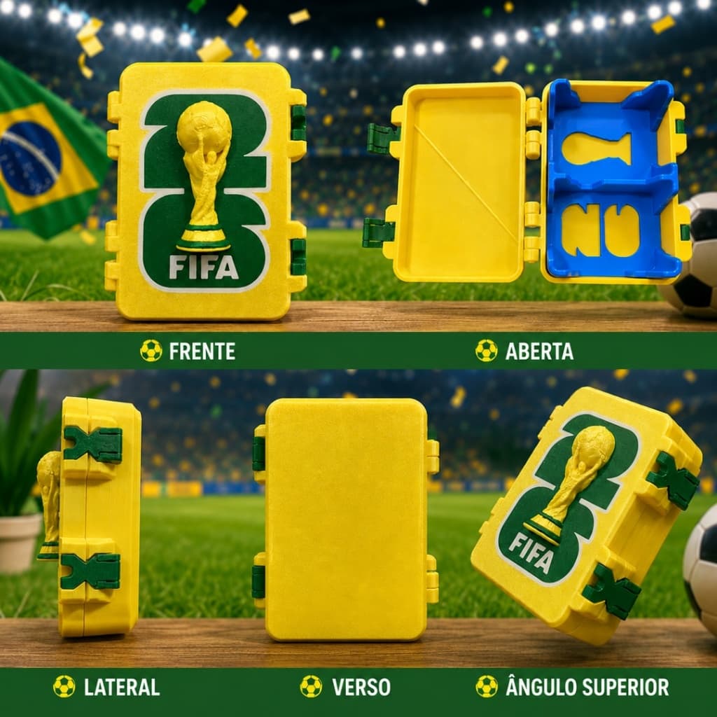 Caixa Porta Figurinhas Copa do Mundo / Estojo para Cards e Figurinhas Futebol