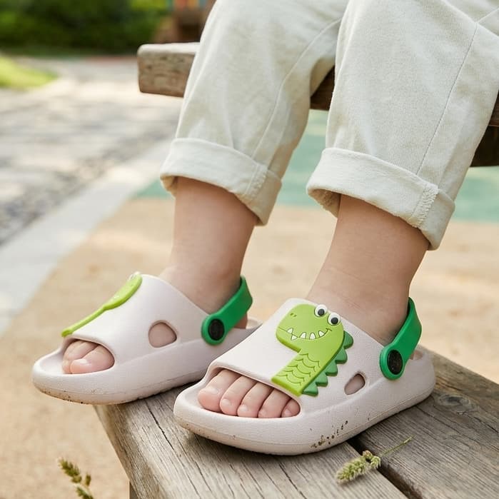Chinelo Infantil Nuvem Slide Masculino Dinossauro Confortável Fofo Resistente