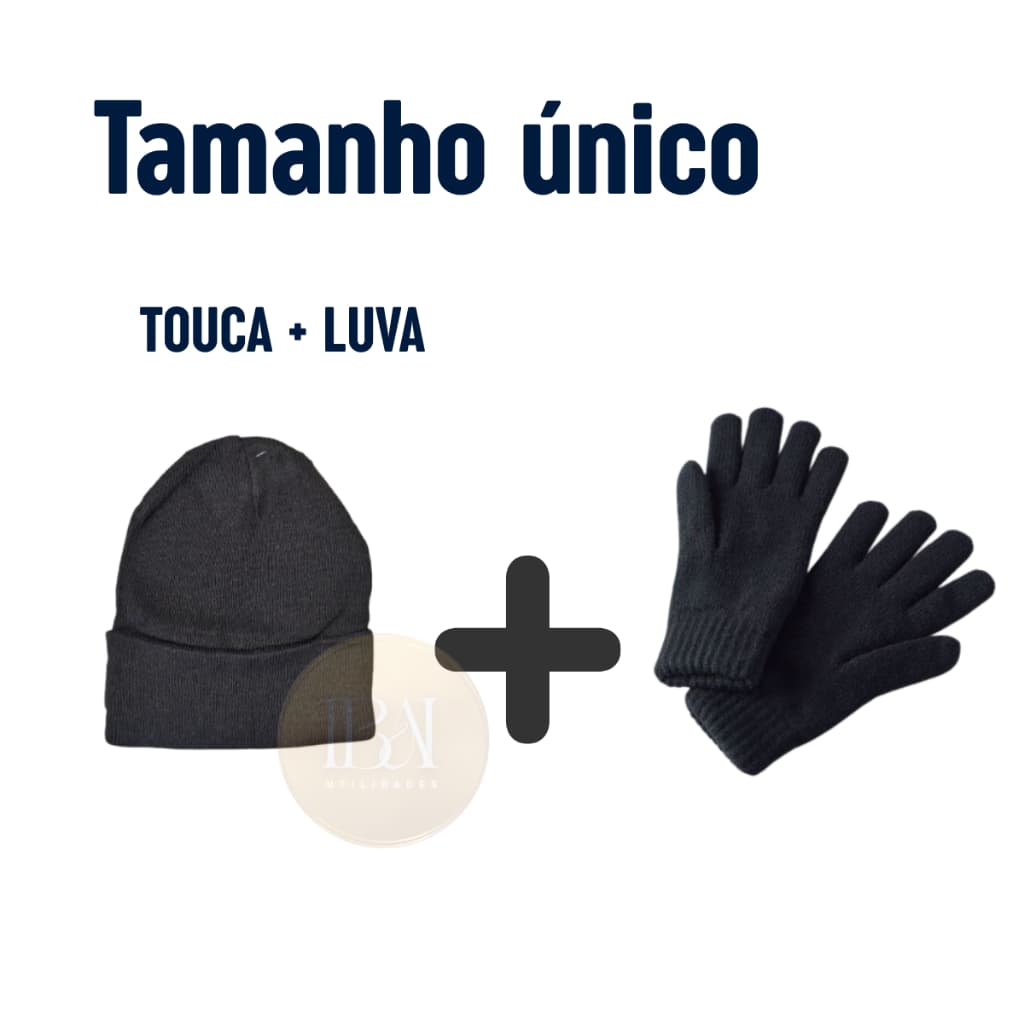 KIT Touca + Luva - Inverno Frio Cor Preto Tamanho único Unissex Adulto
