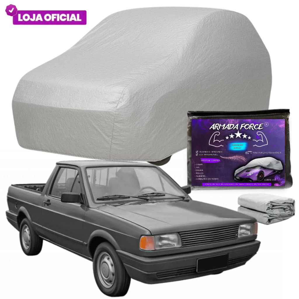 Capa Cobrir Carro Saveiro ARMADA FORCE Impermeável 100% Sem Forro Protege Sol Chuva Poeira AntiUV