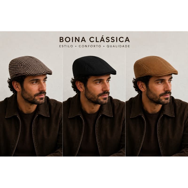 Boina Masculina Italiana Premium | Estilo Peaky Blinders | Unissex | Chapéu Retrô Vintage