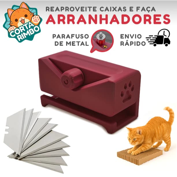 Cortador de Papelão Bidirecional Ambidestro para Arranhadores de Gato -  Azul CORTACAIXA