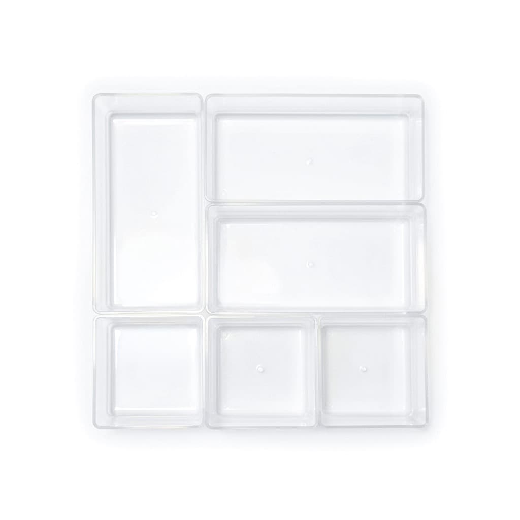 Kit 6 Organizador Acrílico Geladeira Gavetas Maquiagem Cristal Modular Empilhaveis