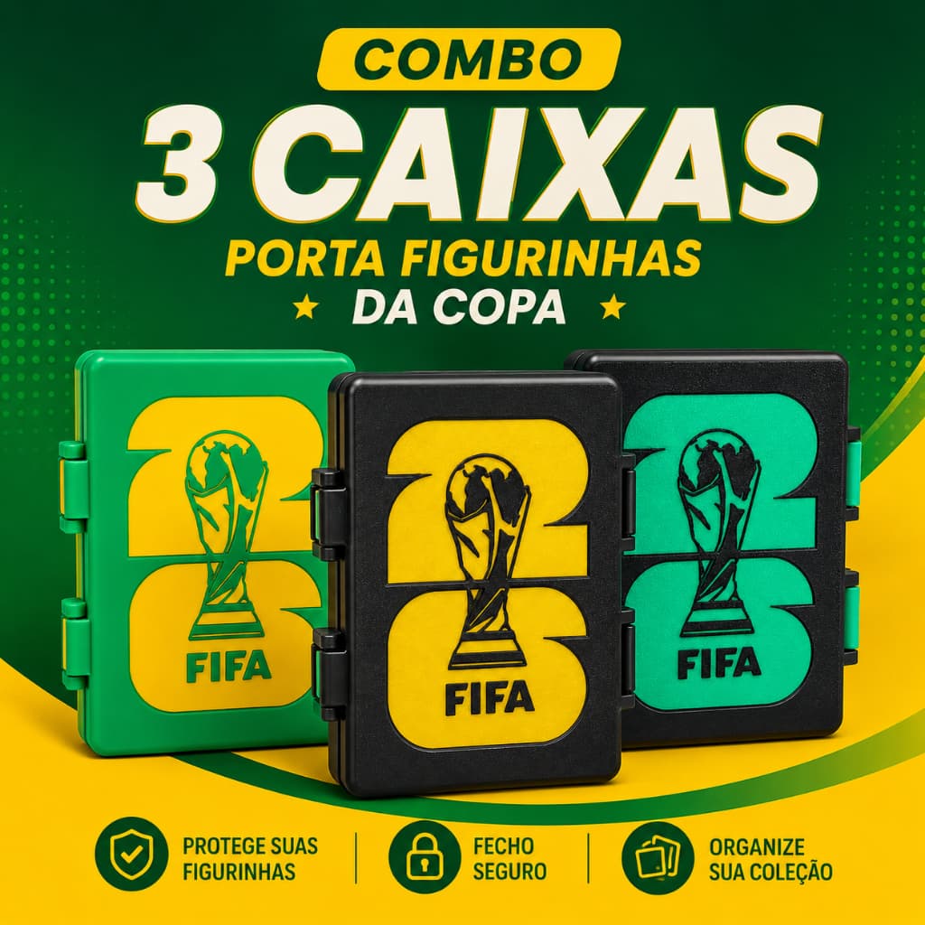 Kit Colecionador Copa 3 Caixas de Figurinhas Copa | Coleção Cromos Futebol 2026 | Proteção Colecionáveis