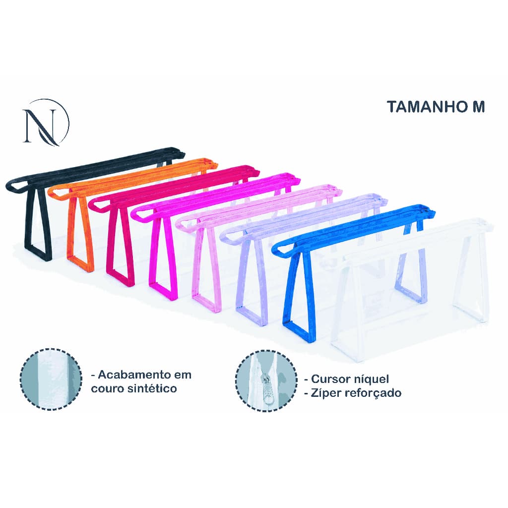 Kit 10 Necessaire M Estojo Transparente Plástico Enfermagem Maquiagem Escola Academia Organizador