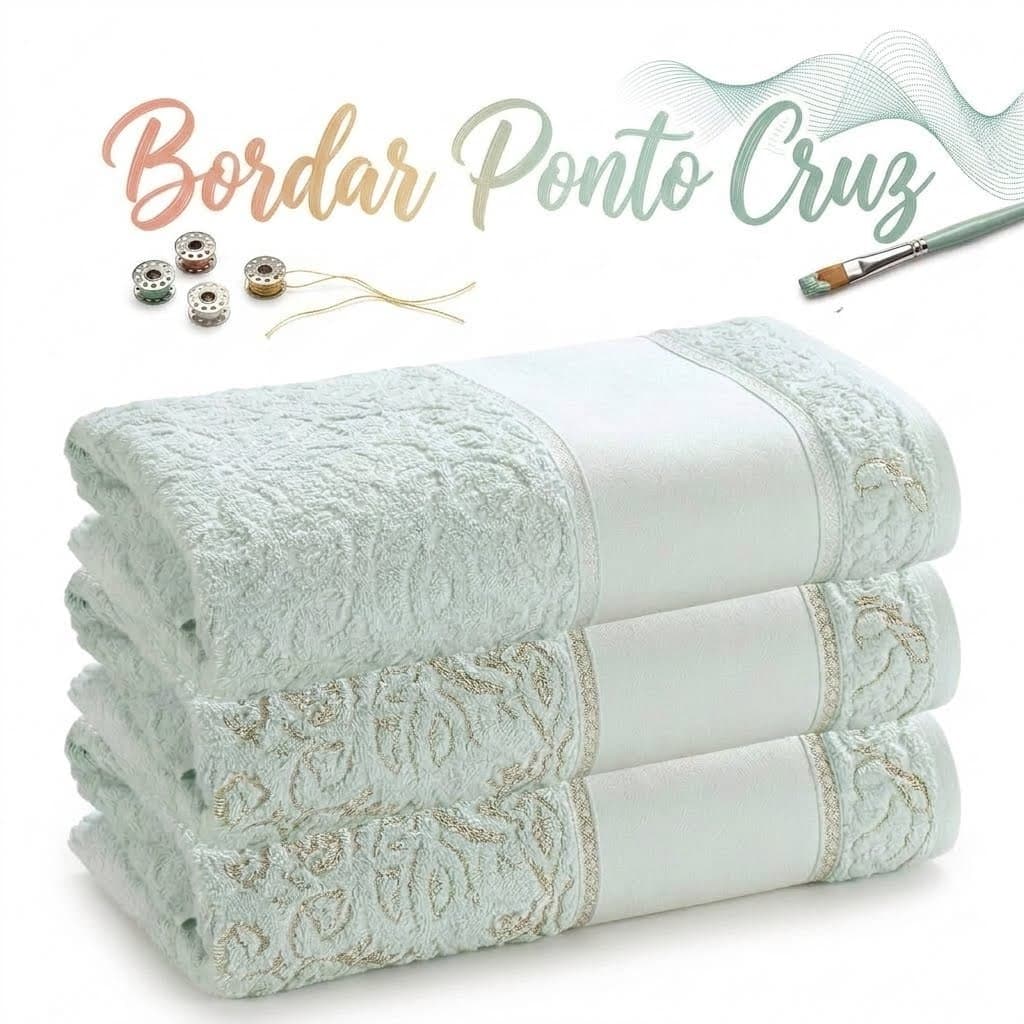 Kit Toalhas de Lavabo Sofia para Bordar Ponto Cruz (3 ou 6 unidades) da Döhler