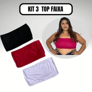 Kit 3 top faixa bustie sutian malha tomara que caia tam: G, GG , XG E XGG