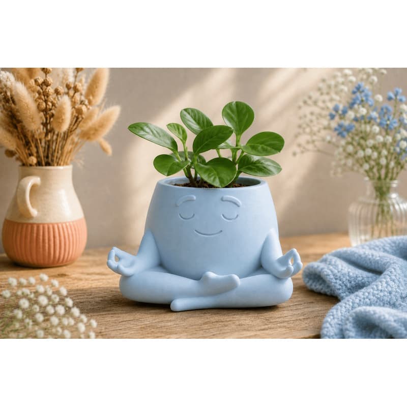 Vaso Para Plantas Meditação -  Decorativo 3D  - Pla Premium - Decoração Interior - Presente Criativo - Várias Cores.