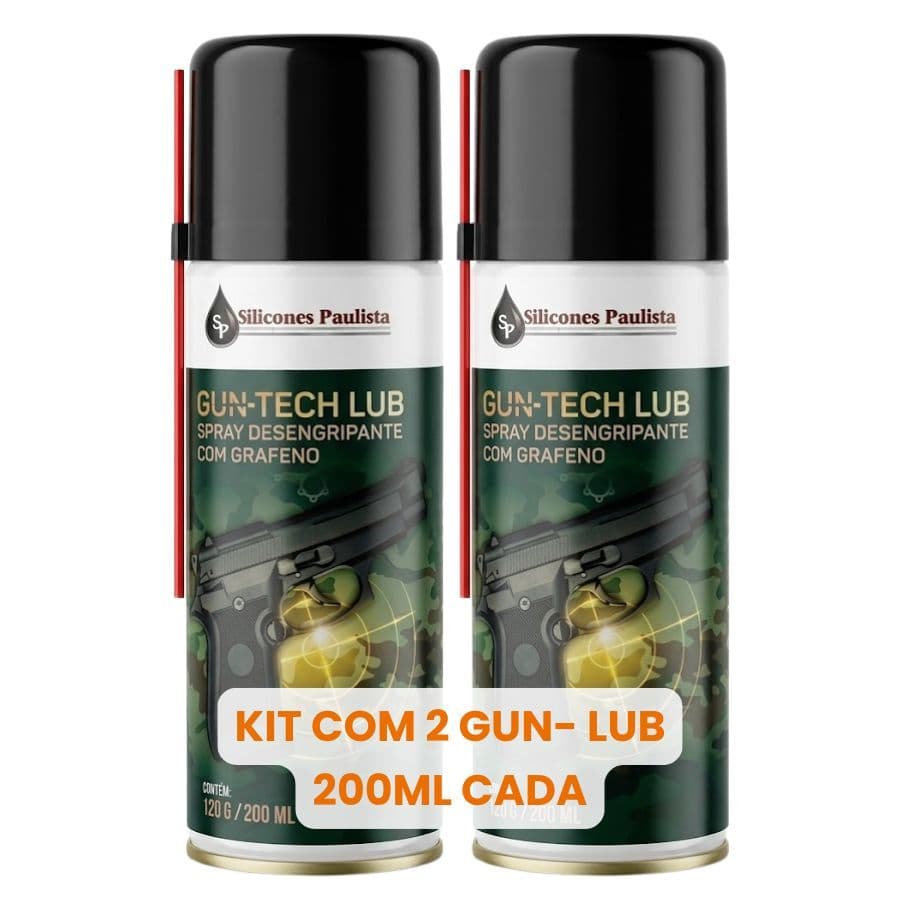 Kit Lubrificante Gun-Tech com Grafeno 200ml Lub Spray - Silicones Paulista - (Kit com 2 e 3 Unidades)