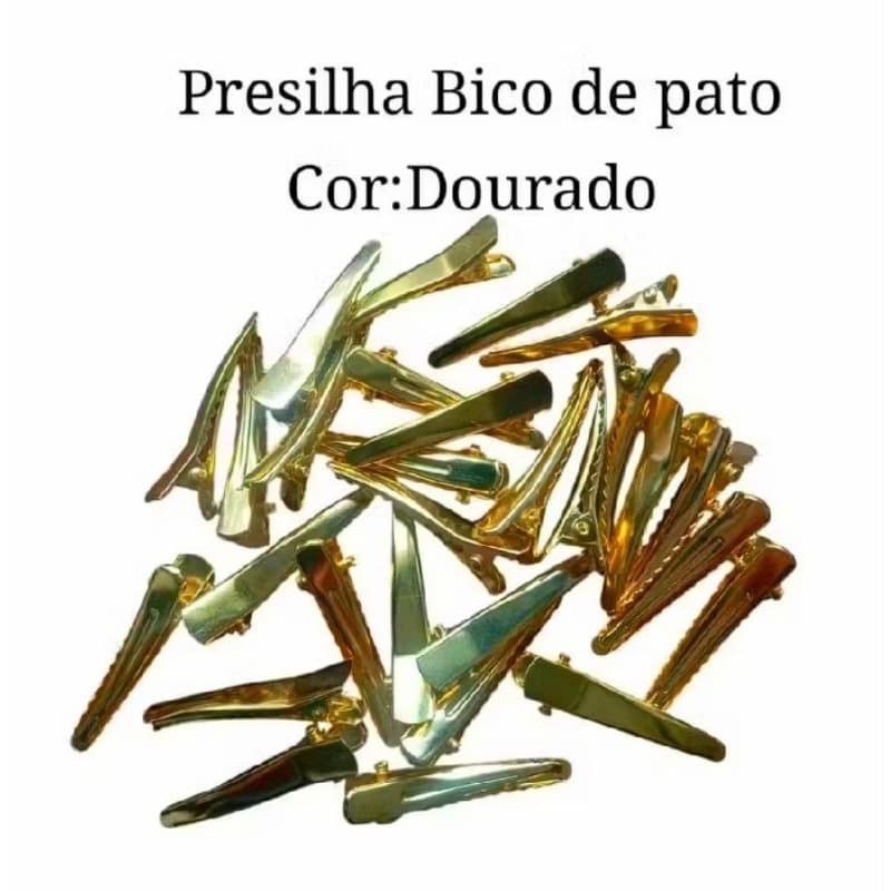 Presilha Bico de pato Jacaré 4cm dourado 10 unidades