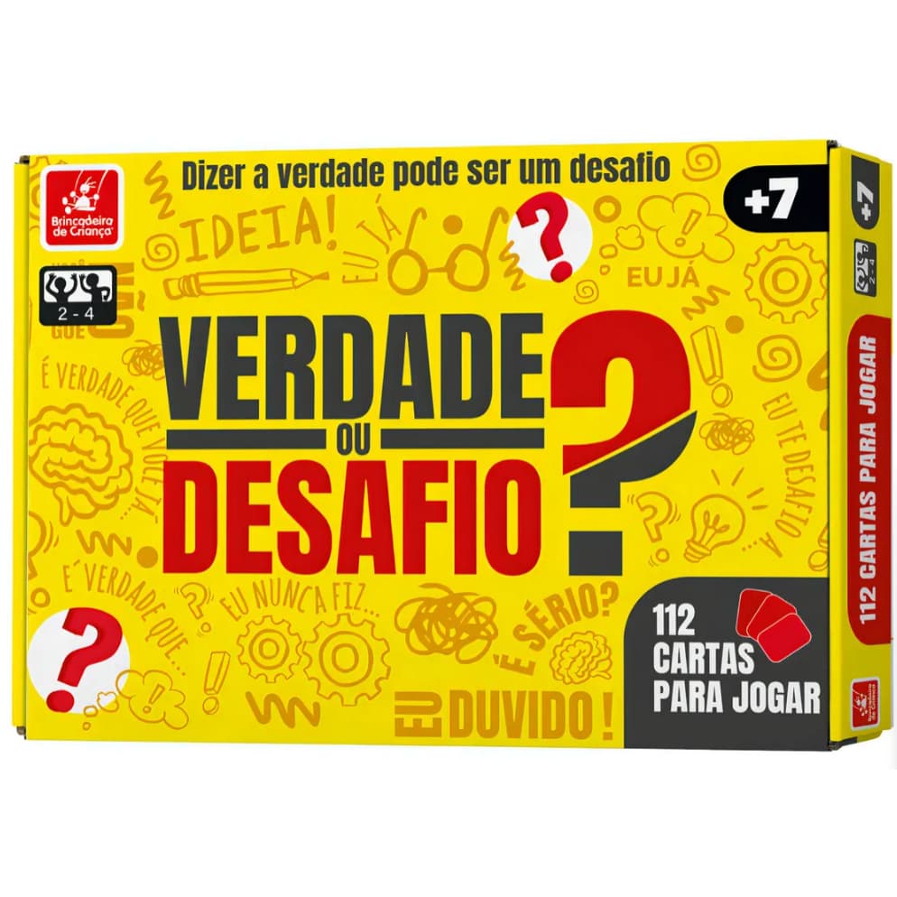 Jogo Tabuleiro Verdade ou Desafio Brincadeira de Criança 112 Cartas Jogo Tabuleiro Verdade ou Desafio Brincadeira de Cri