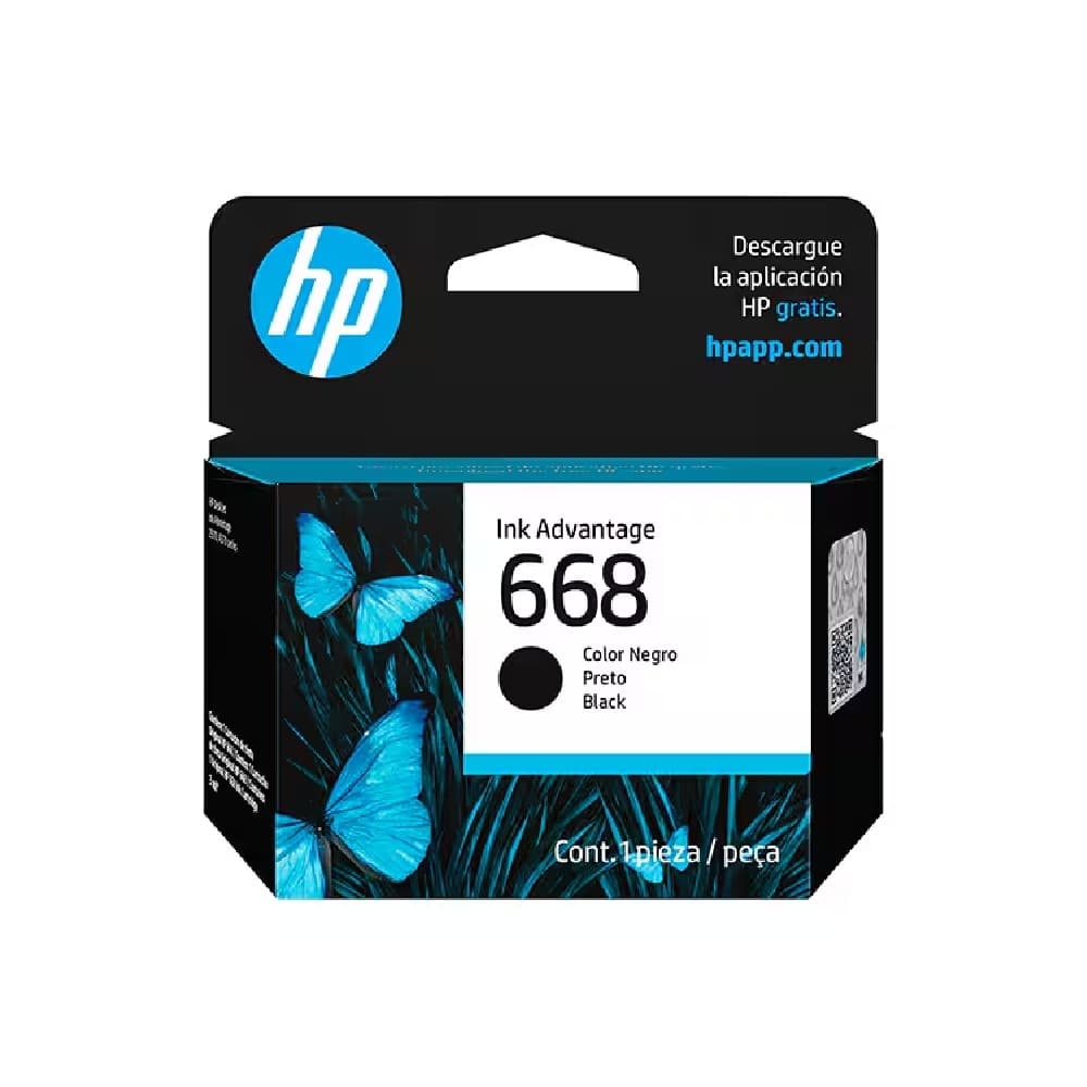 Cartucho de Tinta HP 668 Preto - 7FP37VL