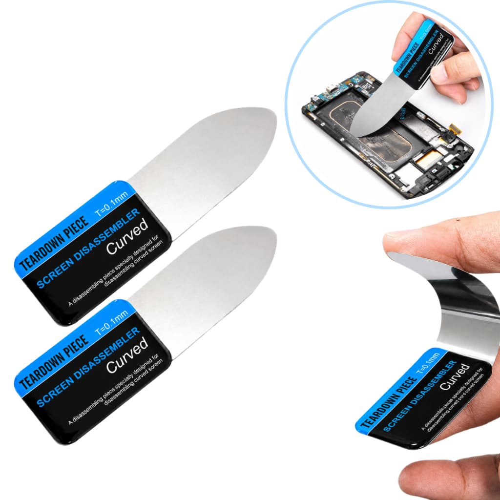 Kit 2 Espátula Flexível Ultra Fina Curva Para Desmontar Abrir Celular Bateria  0.1mm