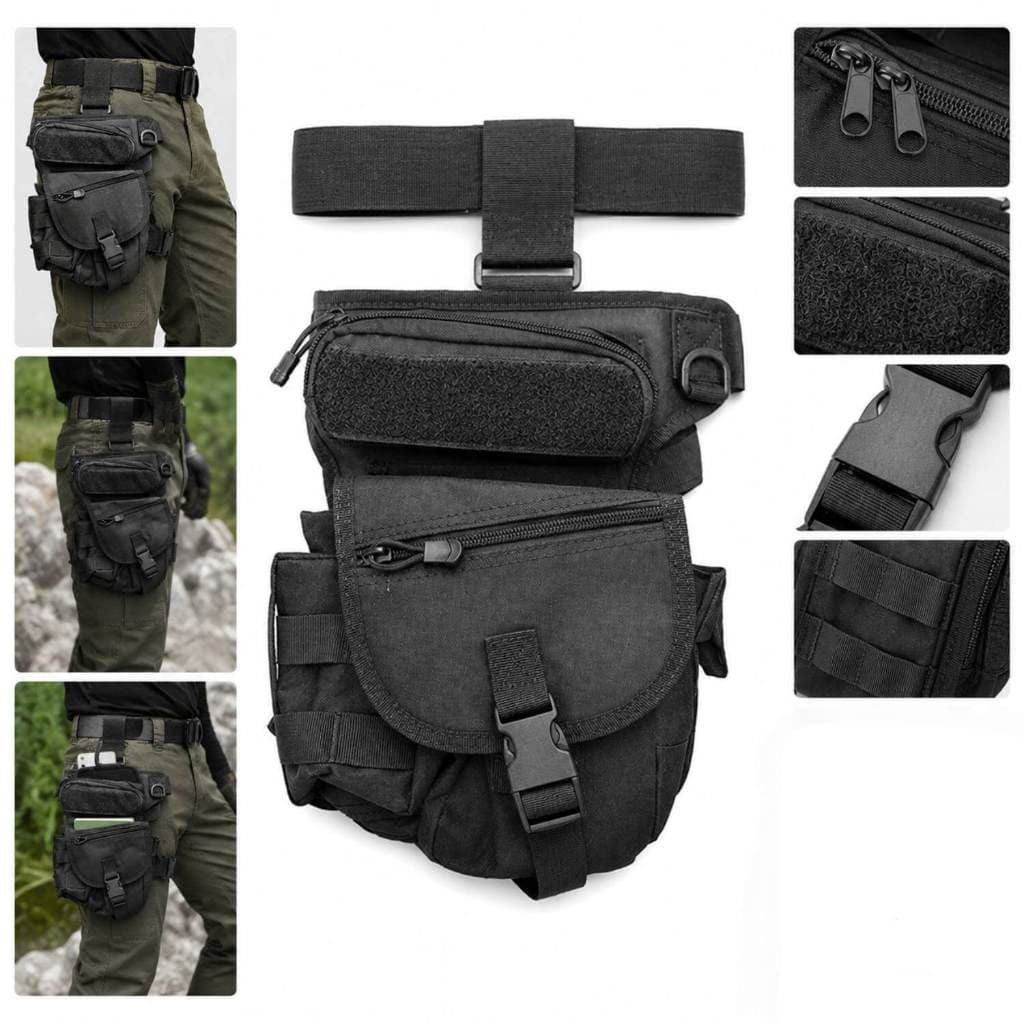 Bolsa Tática de Perna Oxford Impermeável Compacta [Preto]