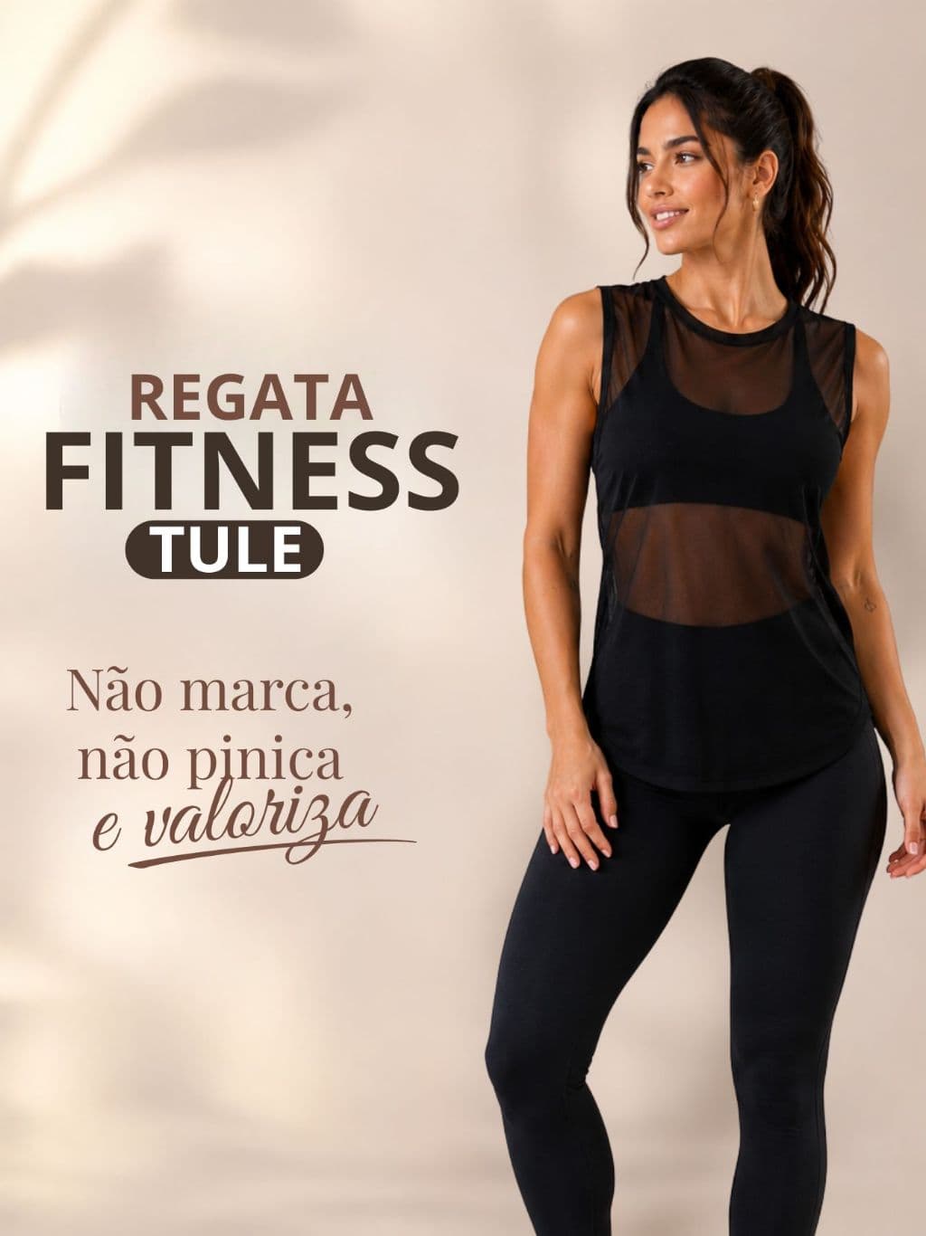 Blusa Feminina Fitness Regata Transparente Academia Tule Arrastão Moda Treino Camisão