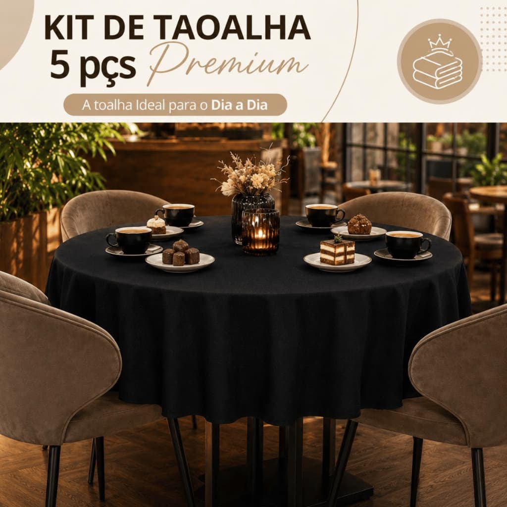 Kit 05 Toalhas de Mesa Redonda 1,50x1,50 P/ Festa Buffet Eventos
