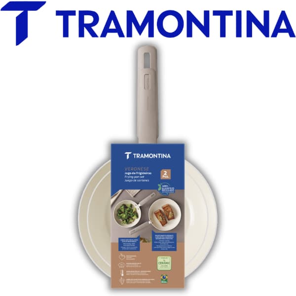 Jogo de Frigideiras Antiaderente Cerâmico Tramontina Veronese Bege