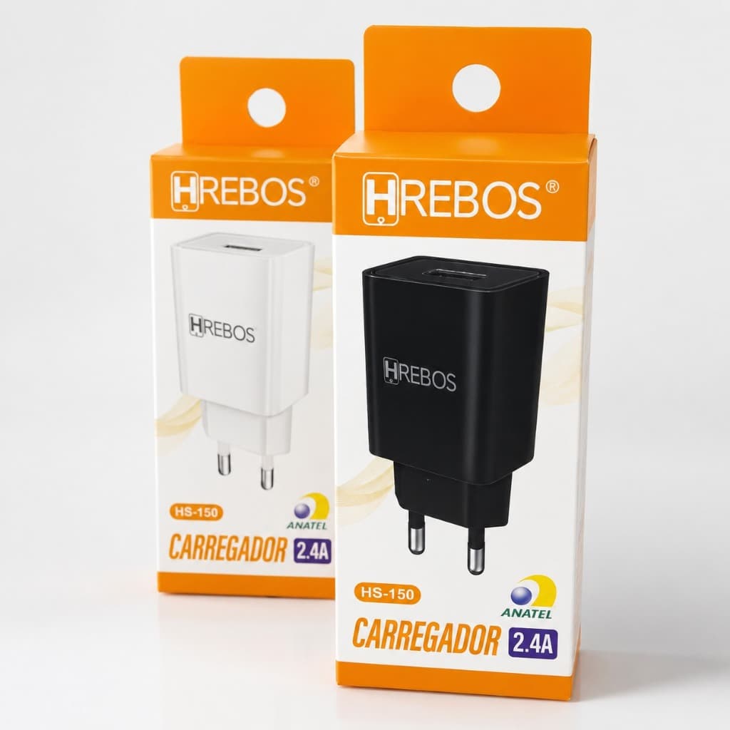 Fonte Carregador Celular USB 2.4A Hrebos HS-150