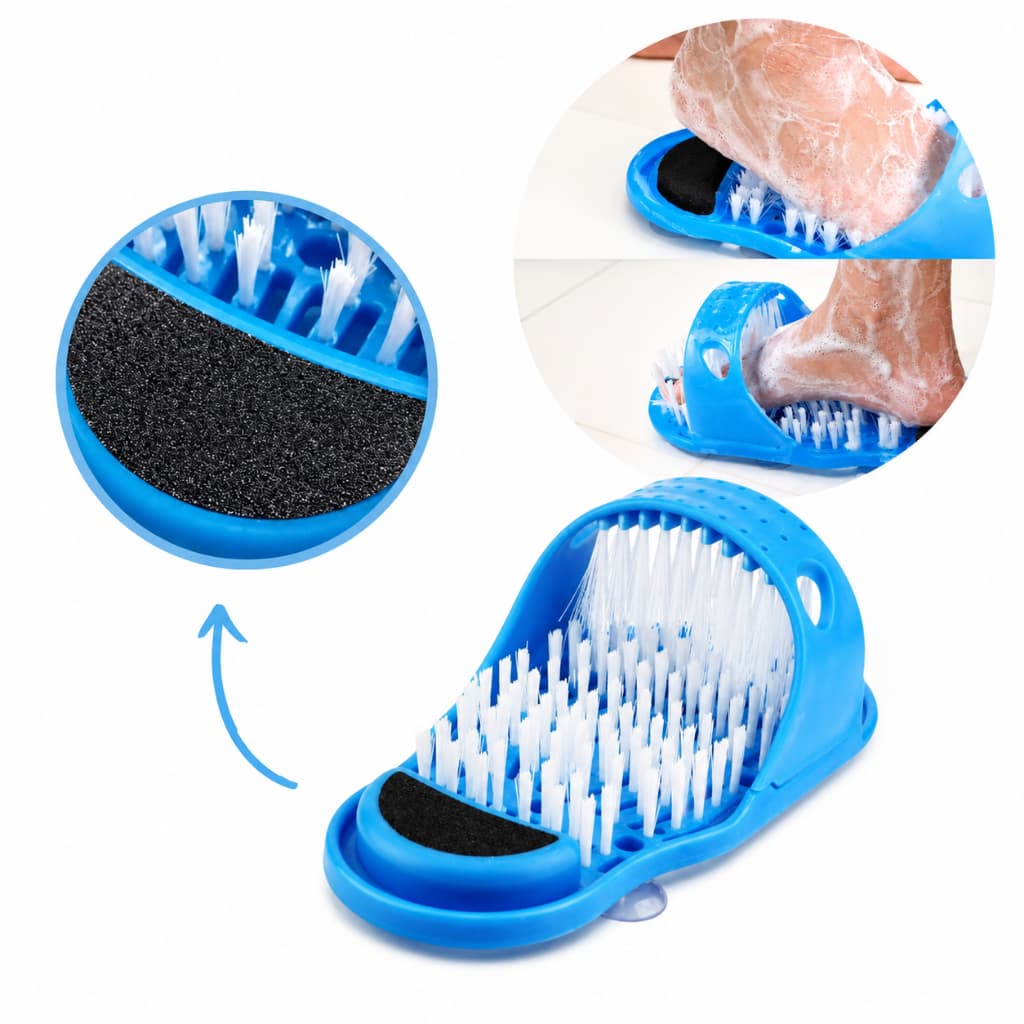 Chinelo Escova para Lavar e Massagear os Pés com Ventosas e Lixa Esfoliante para Banho