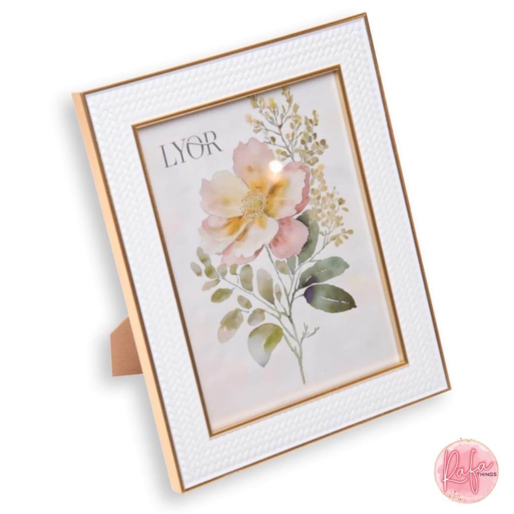 Porta Retrato Lyor Texturizado Premium Branco em MDF Decoração Moderna, Sofisticado e Elegante