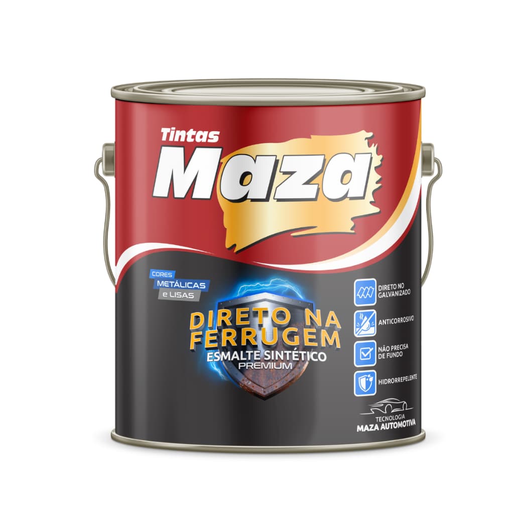 Tinta Esmalte Direto na Ferrugem 3,6 Litros Maza - Cor Preto