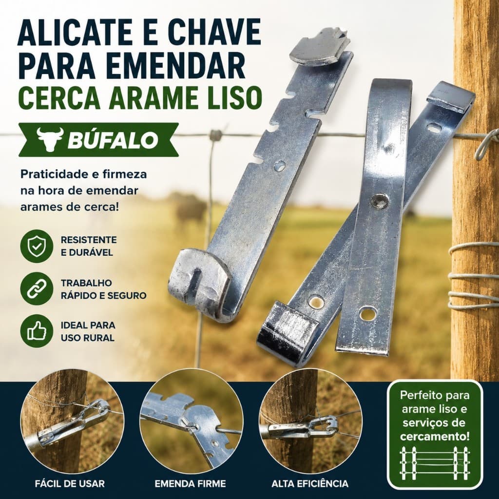 Alicate E Chave Para Emendar Cerca Arame Liso Bufalo
