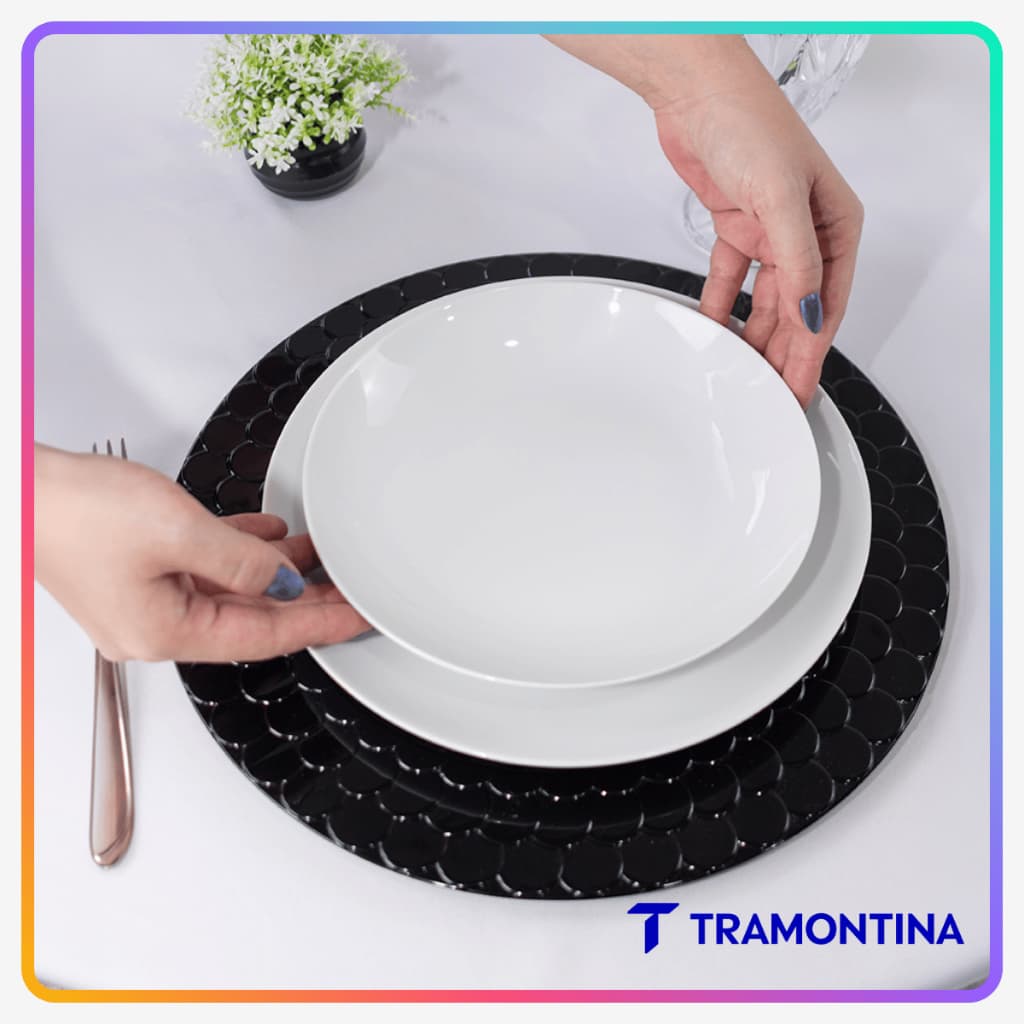 Jogo de Pratos Jantar Leonora Tramontina Porcelana Conjunto de Pratos Raso, Bowl, Tigela, Fundo e Sobremesa Kits