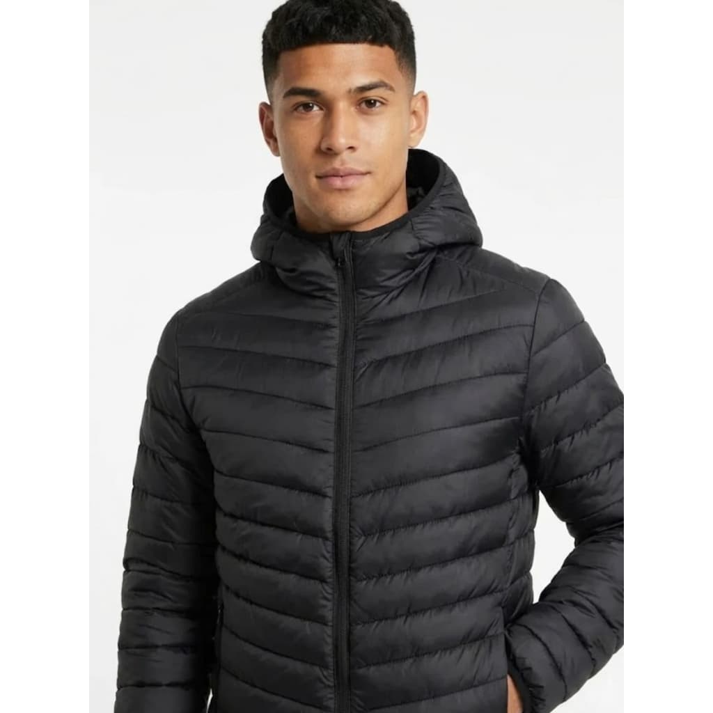 Jaqueta Bobojaco Puffer Masculina Preta Casaco de Frio Blusa Com Capuz Motoboy