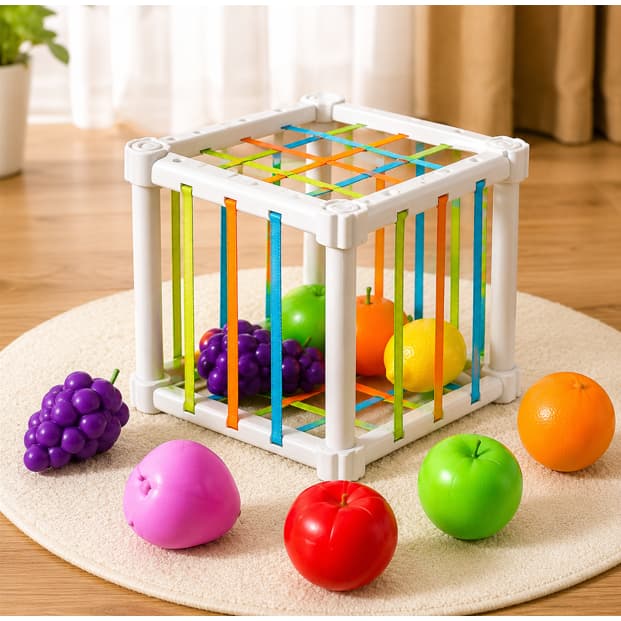 Brinquedo Cubo de Encaixe Formas de Frutas - Educativo e Sensoriais para Bebês