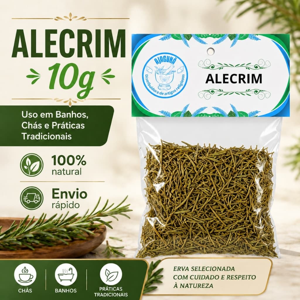 Alecrim Seco 10g Erva Natural Para Banhos Chás e Defumação.
