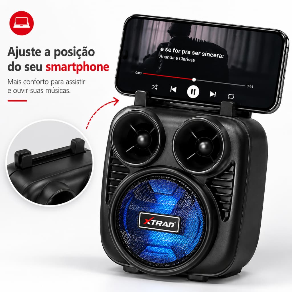 Caixa de Som Bluetooth Potente Radio FM Recarregável