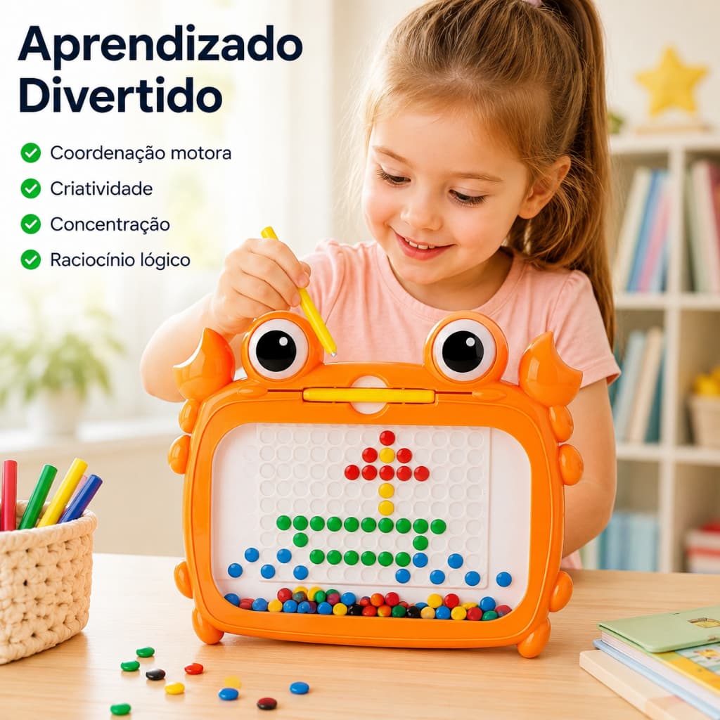 Lousa Mágica Magnética Infantil Brinquedo Educativo Jogo Interativo Caranguejo