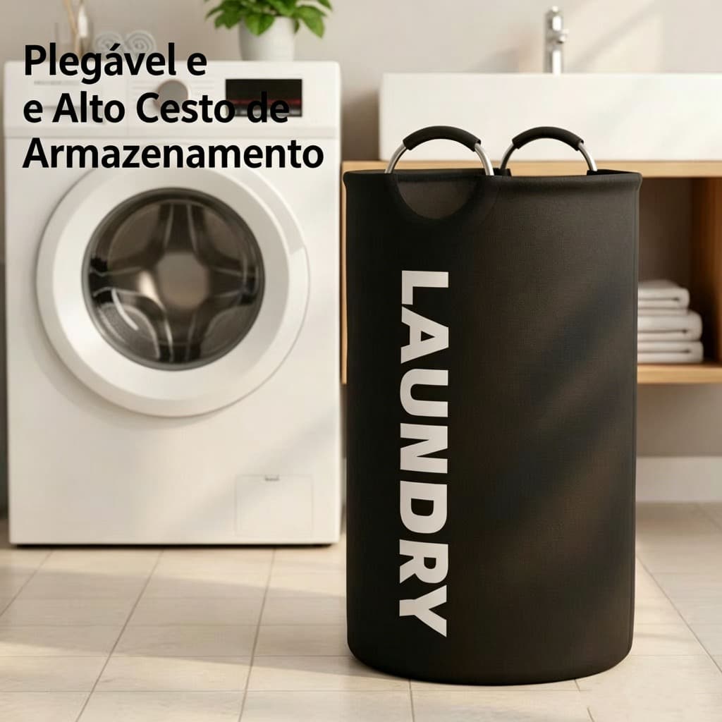 90 L Cesto de roupa suja minimalista - grande capacidade, dobrável e resistente