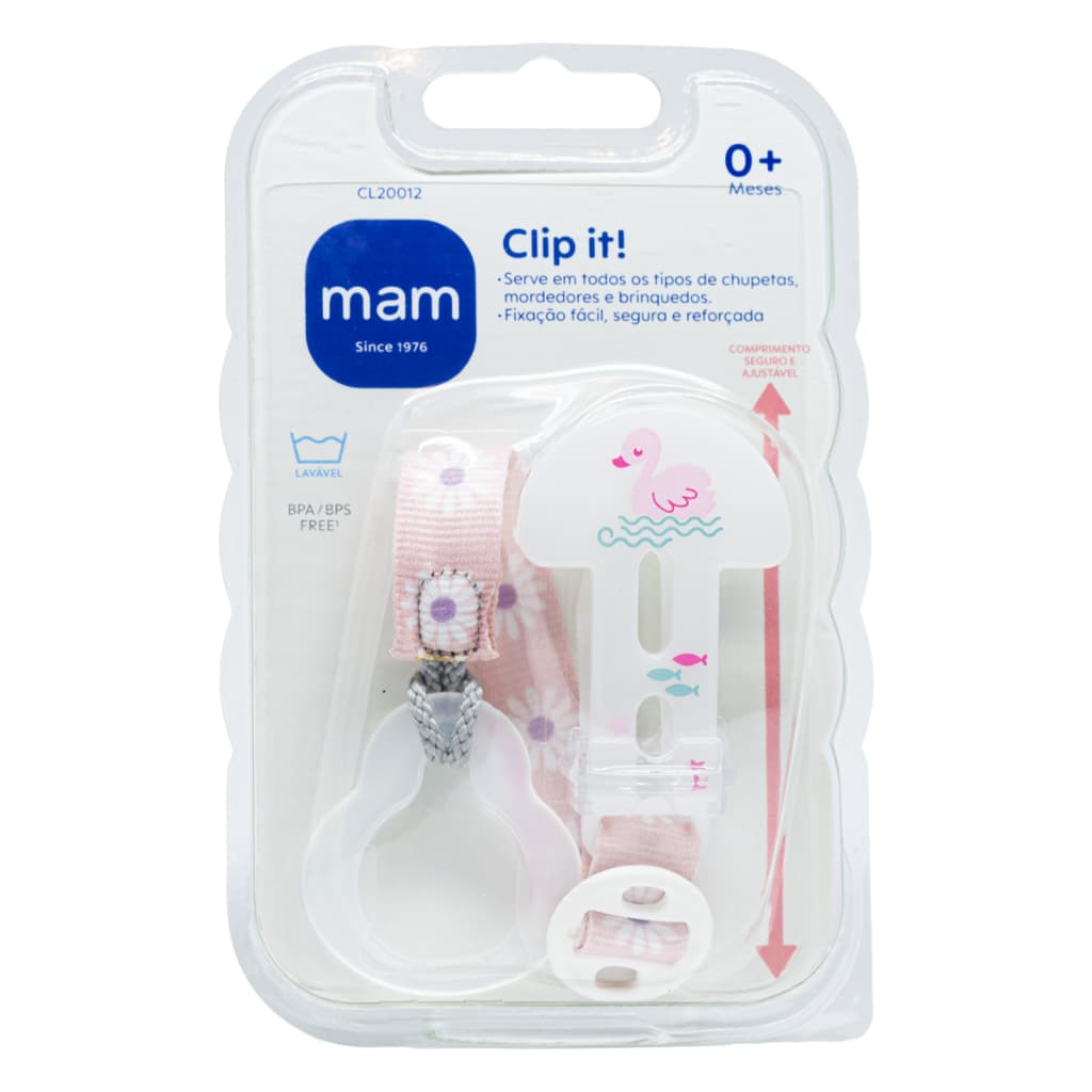 PRENDEDOR DE CHUPETA MAM ROSA CLIP IT ORIGINAL MAM PRENDEDOR BICO BEBÊ MENINA COM ARGOLA ADAPTADOR