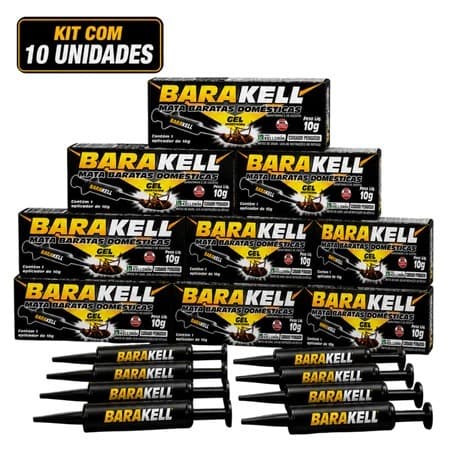 Kit 10 Gel Barakell Elimina Barata De Cozinha Esgoto Francesinha Produto Alta Eficiência 10g