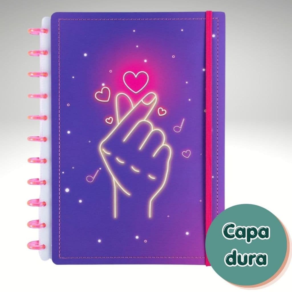 Caderno Inteligente Grande Disco Universitário Reposicionável Amor Disko Papelaria Planner Estudos 📓