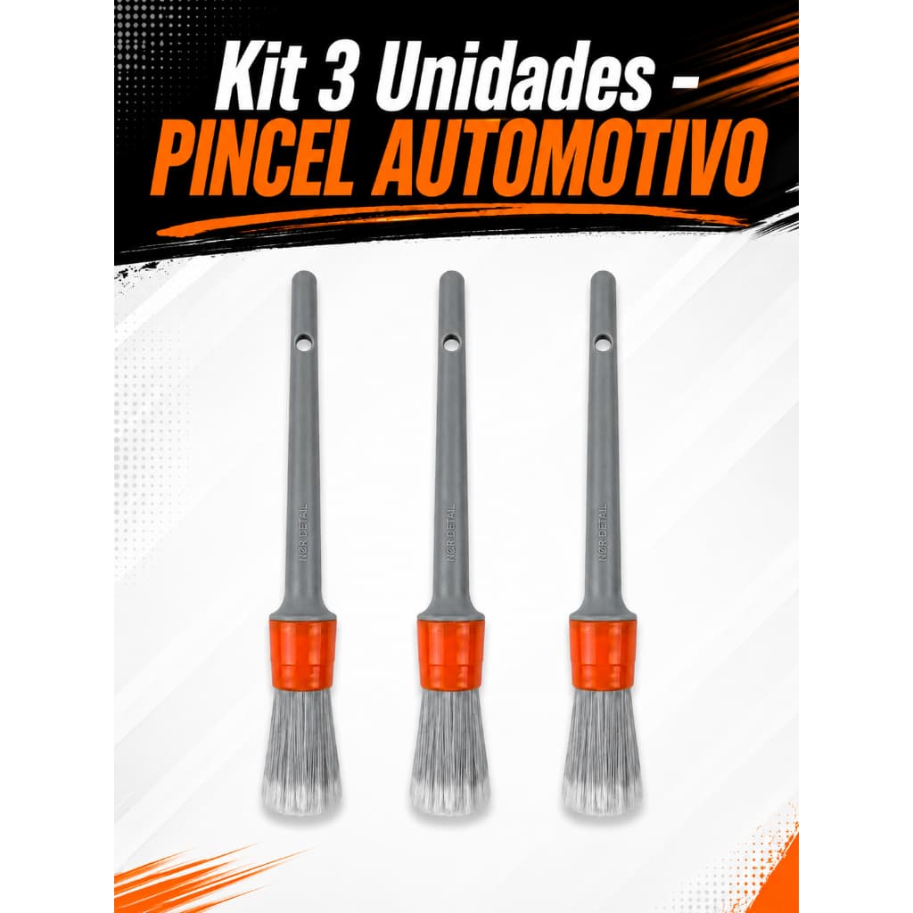 Kit 3 Pinceis Automotivos para Detalhamento Interno de Carros - automotivo - Nor Detail