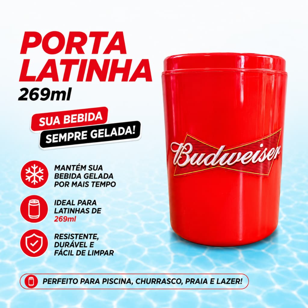 Porta Lata 269ml Suporte Cerveja Térmico Budweiser Personalizados