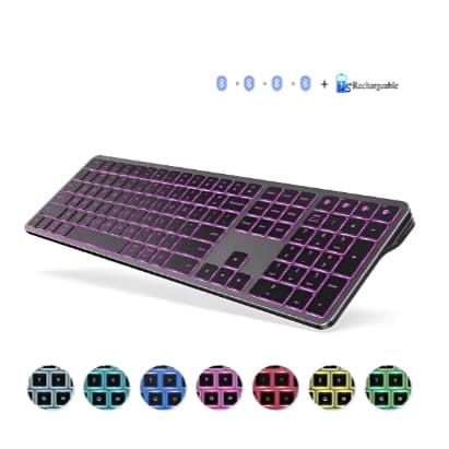 ⌨️ Teclado Compacto - RGB 7 Cores Recarregável Full Size Ultra Slim.