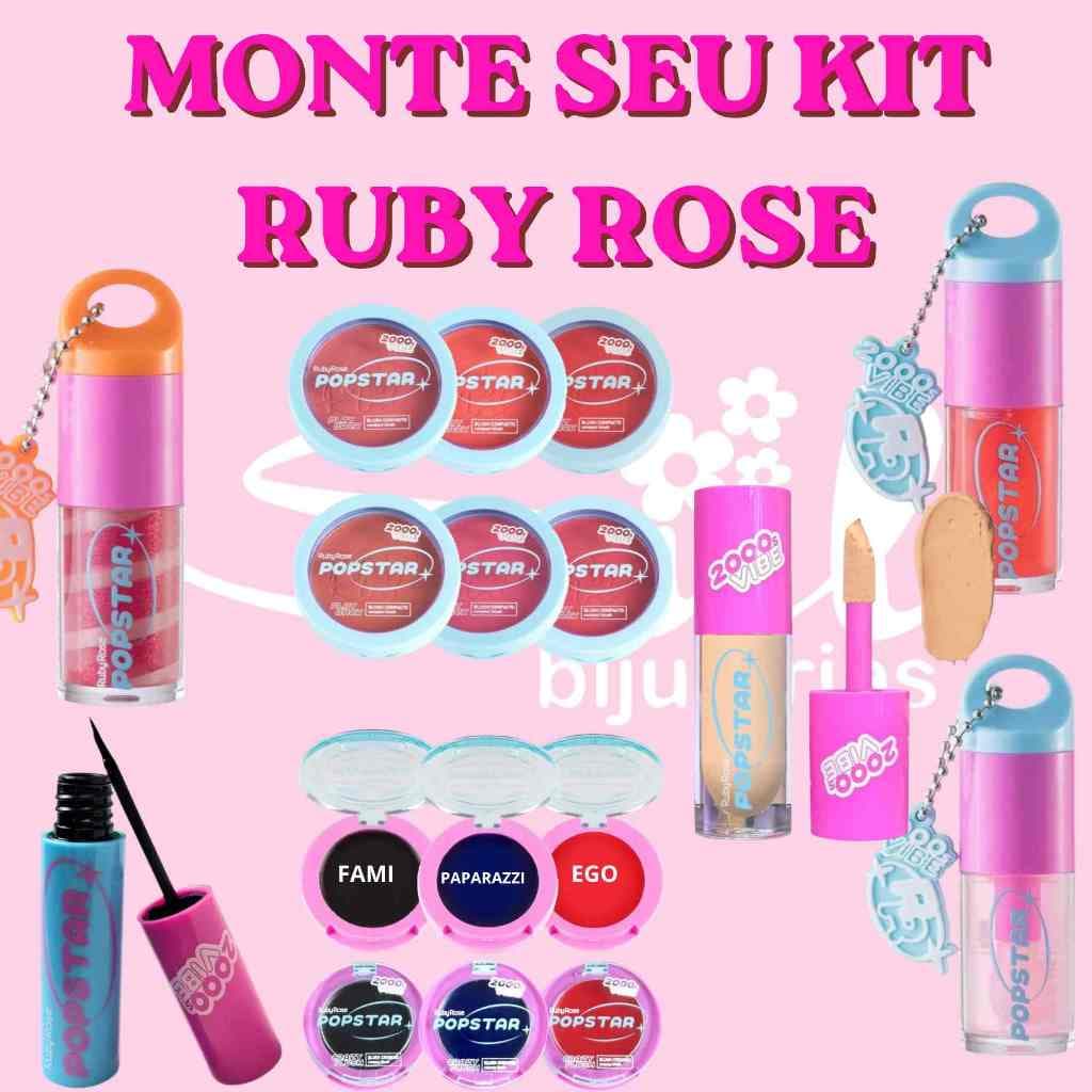 Kit Maquiagem Ruby Rose Popstar Personalizável Blush Corretivo Gloss Delineador Escolha Suas Cores