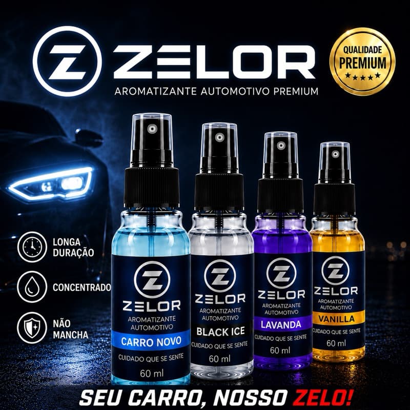 Aromatizante Automotivo Spray 60ml Concentrado Cheirinho Carro Zelor Perfume Duradouro Alta Fixação