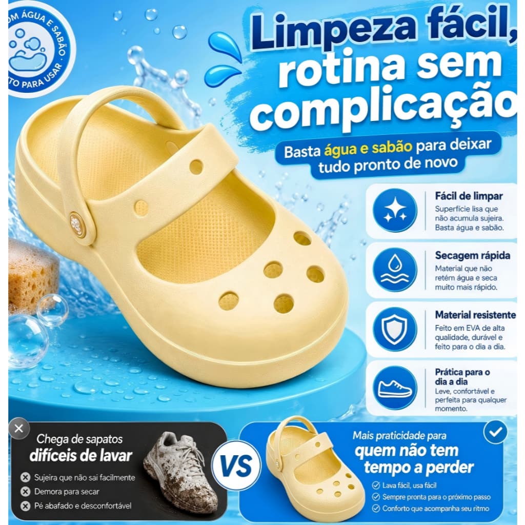Sandália Babuche Feminina Fácil de Limpar, Leve e Confortável