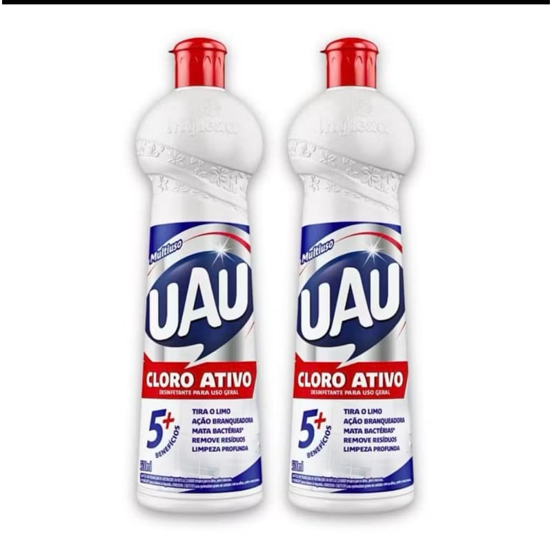 Kit 2 Cloro Ativo UAU 5 em 1 500ml Original Limpador Multiuso