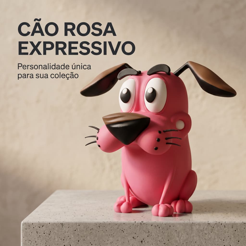 Coragem o Cão Covarde - Escultura Decorativa Premium Colecionável 20cm