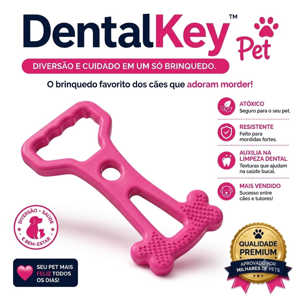 Brinquedo Mordedor Pet Cachorro Dental Resistente Atóxico Limpeza Dos Dentes DentalKey™